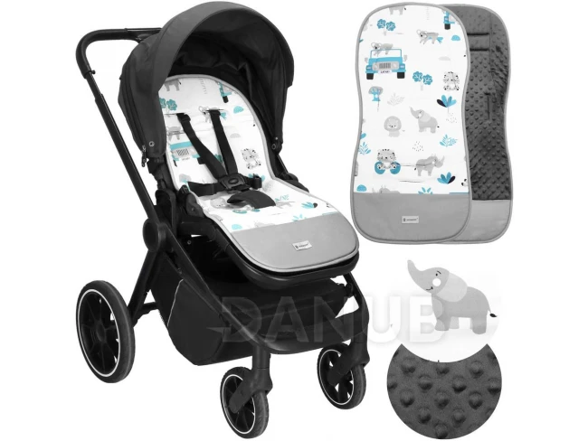 Podložka do kočíka - 37x78 cm - obojstranná - Safari