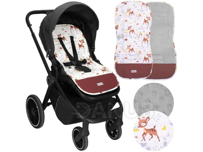 Podložka do kočíka - 37x78 cm - obojstranná - zvieratká