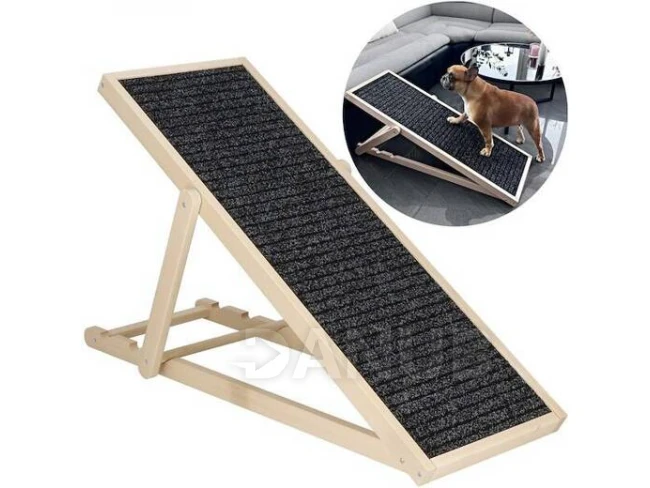 Drevená rampa pre psa s nastaviteľnou výškou, 3-stupňová