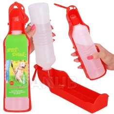 Fľaša na vodu pre psov a mačky s napájadlom - 250 ml - červená