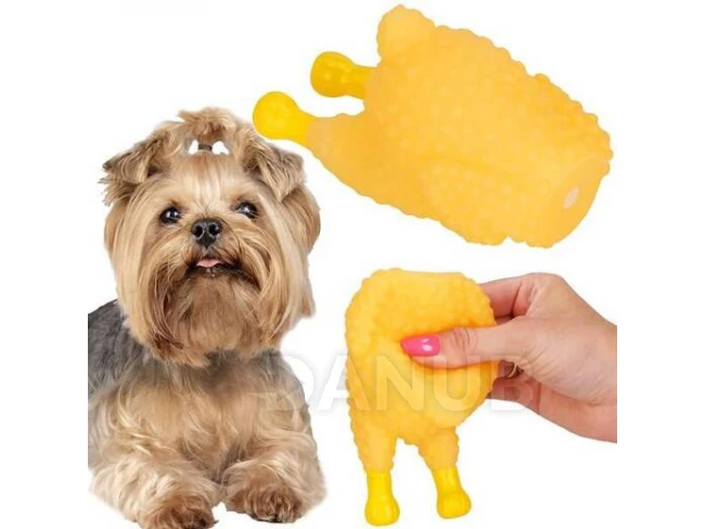 Gumová hračka pre psa, pískacie hryzátko - žltá