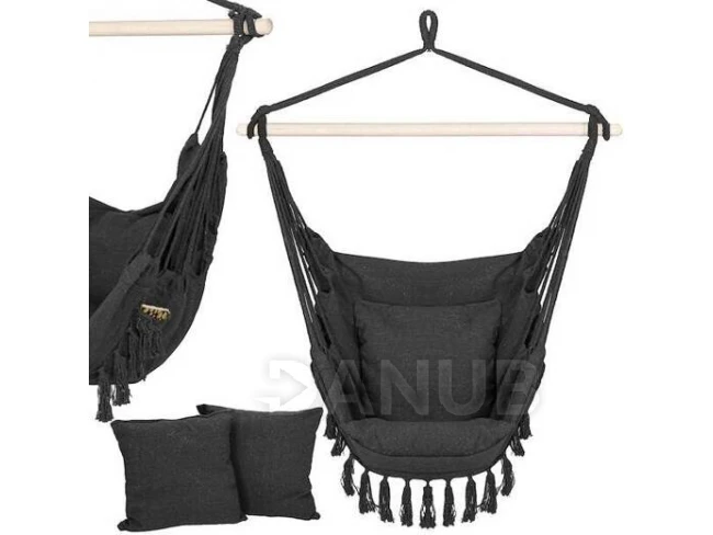 Hojdacie kreslo Brazílske s vankúšikmi 130x100cm - tmavosivé