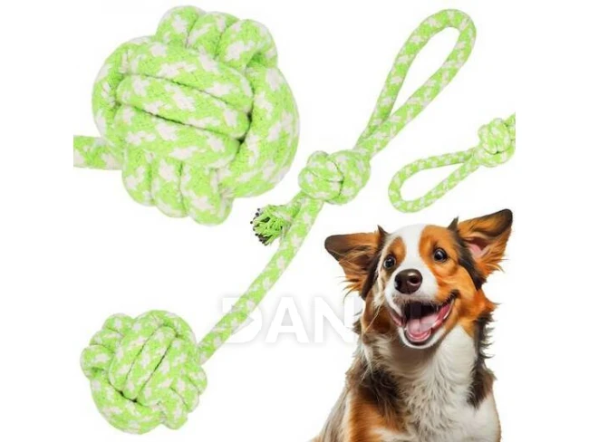 Hračka pre psa - lano s uzlom - zelené hryzátko 