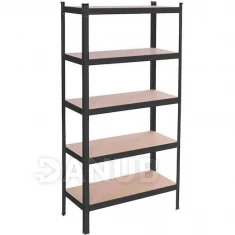 Kovový regál s 5 policami - 150x75x30 cm - hnedá/čierna