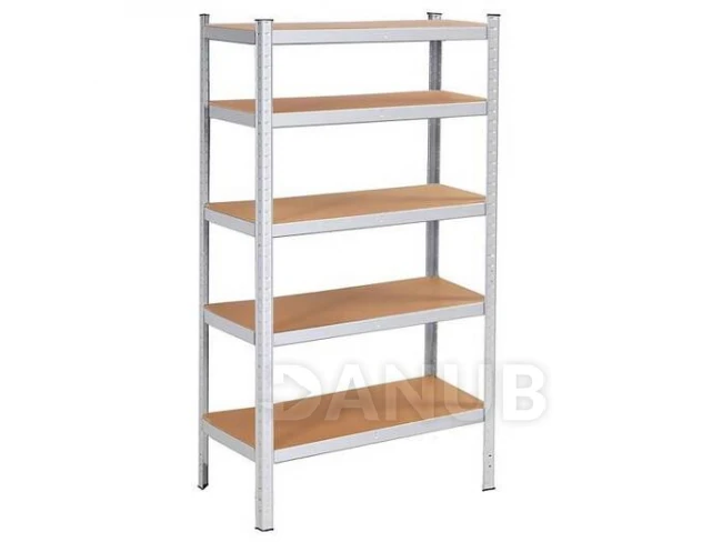 Kovový regál s 5 policami - 150x75x30cm - 675kg - svetlohnedá