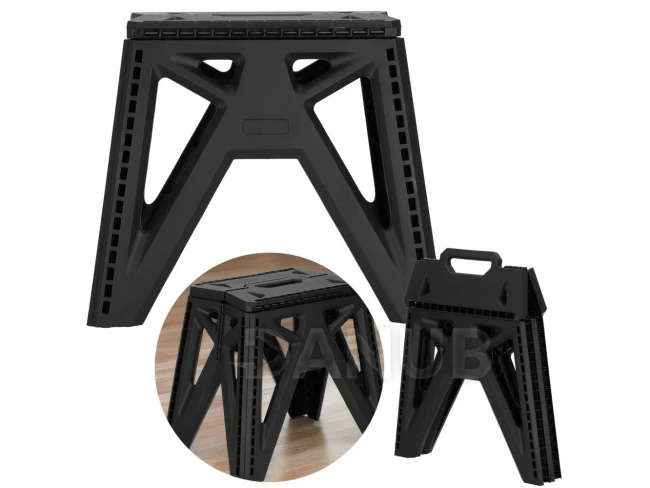 Multifunkčný rozkladací stolček - výška 33,5 cm - do 150 kg - čierny