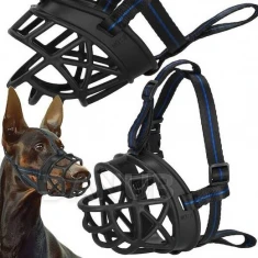 Náhubok pre psa, veľkosť XL, s nastaviteľnými čiernymi a modrými remienkami
