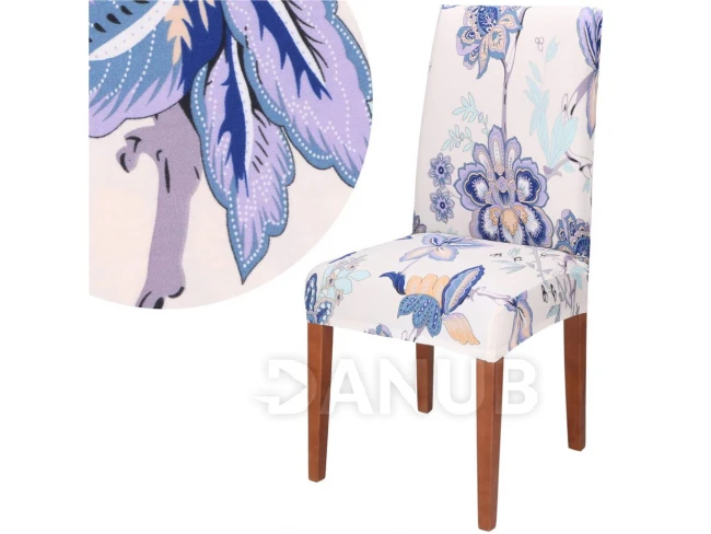 Návlek na stoličku univerzálny - orientálne modré kvety