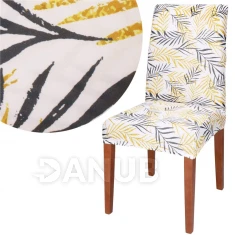 Návlek na stoličku univerzálny - žlto sivé lístie