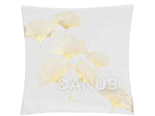 Obliečka na vankúš - 40x40cm - zlaté listy na bielej