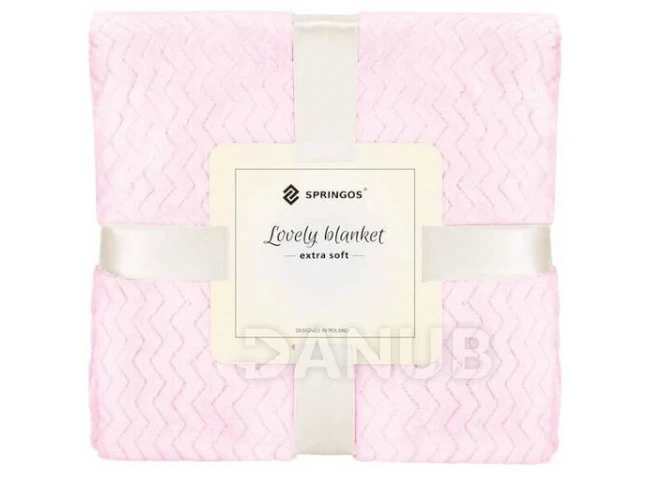 Obojstranná plyšová deka 160x200cm - cik cak - svetlo ružová