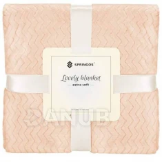 Obojstranná plyšová deka 200x220cm - cik cak - broskyňová