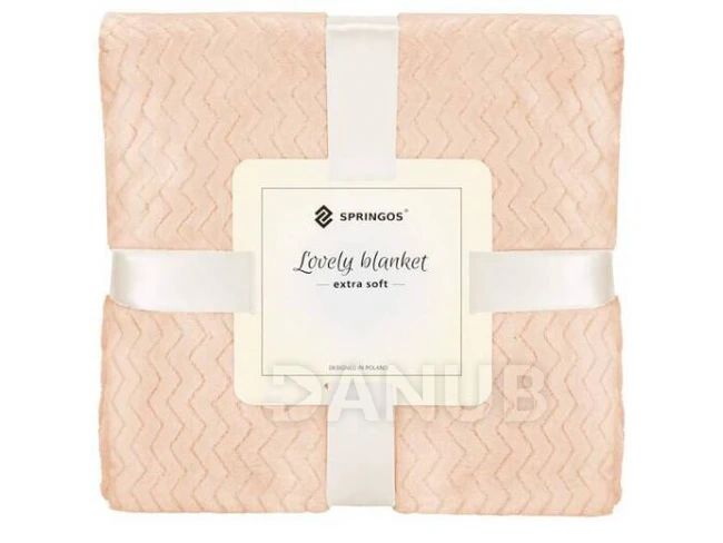 Obojstranná plyšová deka 200x220cm - cik cak - broskyňová