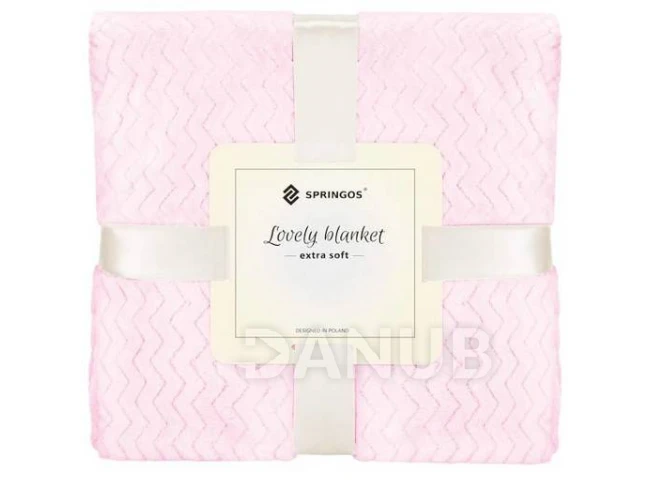 Obojstranná plyšová deka 200x220cm - cik cak - svetloružová