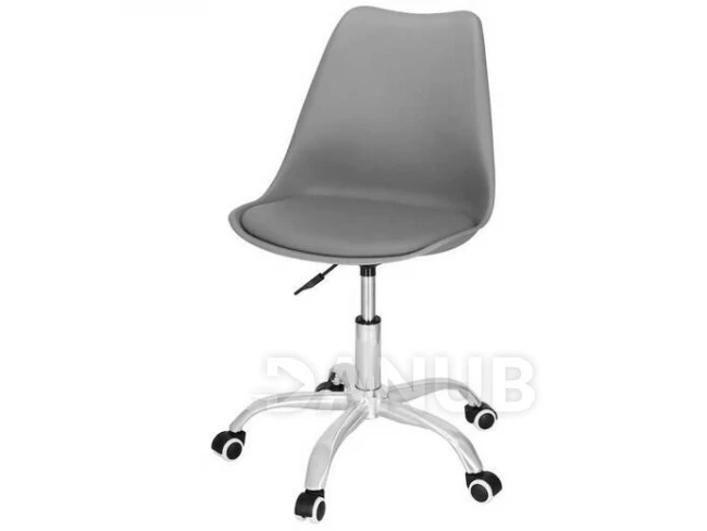 Otočná kancelárska stolička na kolieskach - ekokoža - sivá