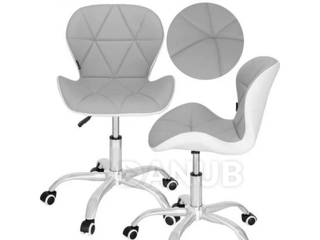 Otočná kancelárska stolička na kolieskach - zamat - sivá/biela
