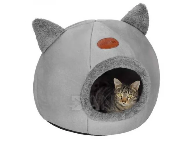 Pelech pre mačku s vankúšom 37x31x36 cm - šedý