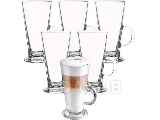 Poháre na latte a dezert s rukoväťou - 280 ml - sada 6 ks.