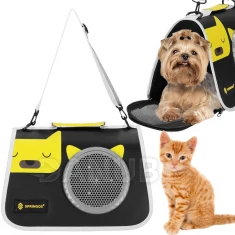 Prepravka zvieratá do 10 kg - veľkosť S/M - 24 x 40 x 24 cm - čierna, žltá a šedá