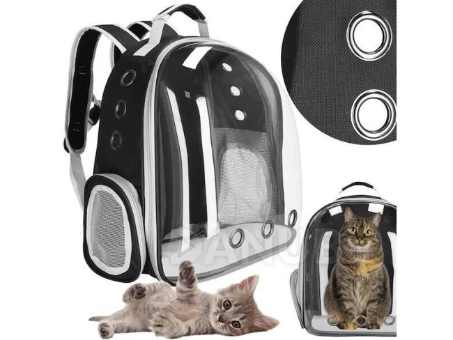 Prepravný batoh pre zvieratá do 12 kg - 40 x 32 x 22 cm - priehľadný