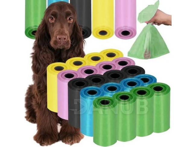 Sáčky na psie exkrementy - 360 ks - 20 roliek - 6x2,5 cm - farebné