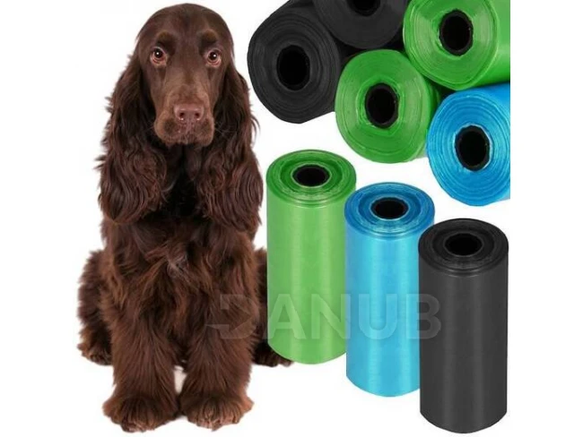 Sáčky na psie exkrementy - 54 ks - 3 rolky - 6x2,5 cm - modrá/zelená/čierna