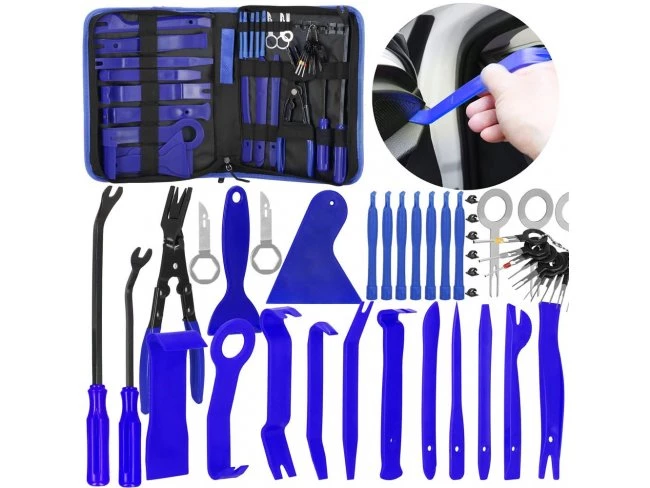 Sada náradia na demontáž tapacírov v aute - 46 ks + puzdro