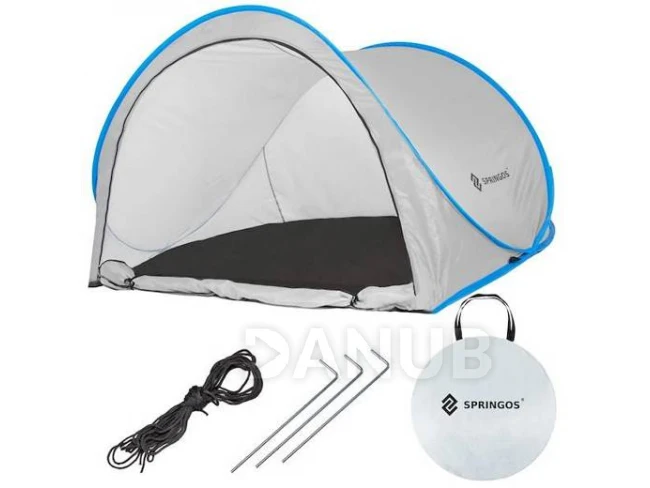 Samorozkladací plážový Pop up stan 200x120 cm - sivo modrý