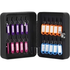 Skrinka na 20 kľúčov + kľúčenky - kov - čierna 