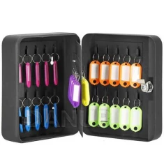 Skrinka na 30 kľúčov + kľúčenky - kov - čierna