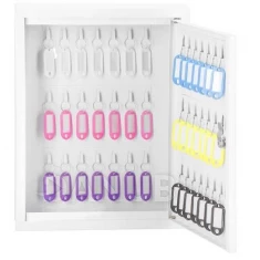 Skrinka na 42 kľúčov + kľúčenky - kov - biela