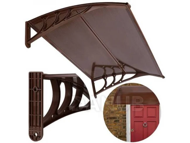 Strieška na vchodové dvere - 120x80 hnedá - hnedá/priehľadná