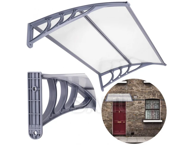 Strieška na vchodové dvere - 120x80 hnedá - sivá/priehľadná