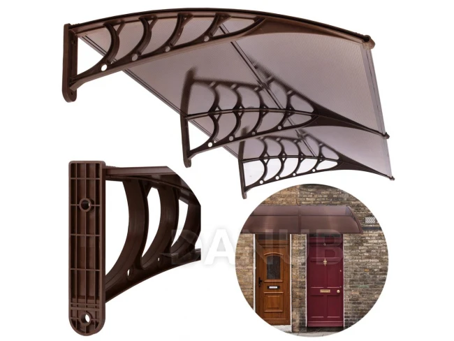 Strieška na vchodové dvere - 200x100 cm - hnedá/priehľadná