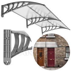 Strieška na vchodové dvere - 200x100 cm- sivá/priehľadná