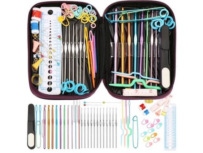 Súprava na háčkovanie s puzdrom - 100 ks