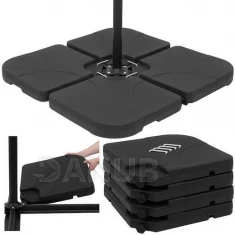 Základňa pre záhradný slnečník - 4 diely - 60L - čierna