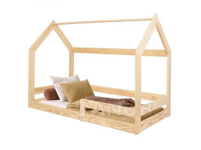 Springps Detská drevená posteľ v tvare domčeka bez nôh - 160x80cm - svetlo-hnedá
