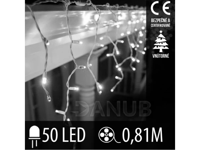 Vianočná led svetelná záclona vnútorná - 50led - 0,81m studená biela