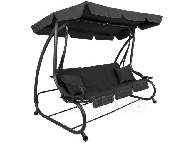 Záhradná hojdačka Linda so strieškou a moskytiérou - 3-miestna - tmavosivá