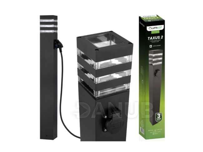 Záhradná LED lampa - stĺpik - E27 - so zásuvkou TAXUS 2 - 80 cm - LUMILED