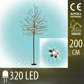 Vianočná led svetelná ozdoba - kvitnúca čerešňa - 320led - 2m - teplá biela
