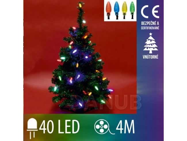Vianočná led svetelná reťaz vnútorná - šišky - 40led - 4m multicolour