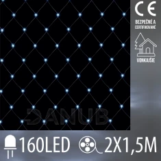 Vianočná led svetelná sieť vonkajšia - 160led - 2x1,5 m studená biela