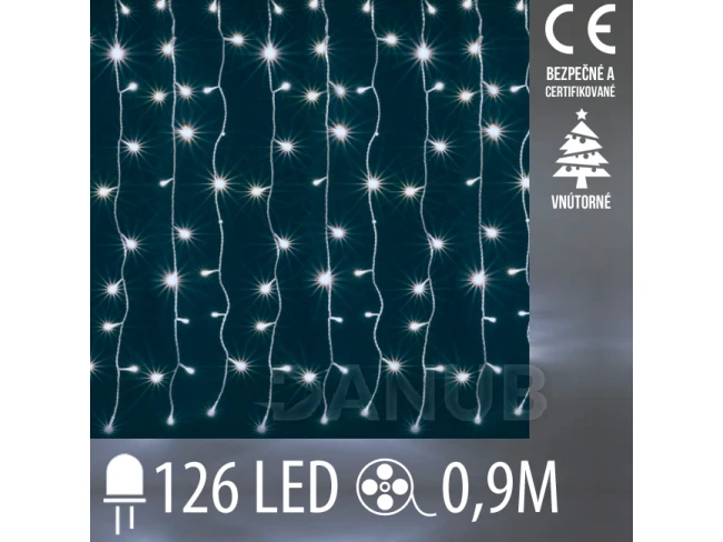Vianočná led svetelná záclona vnútorná - záves - 126led - 0,9m studená biela