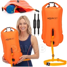 Záchranná bója nafukovacia - 35 L - s vreckom a píštalkou - fluo oranžová